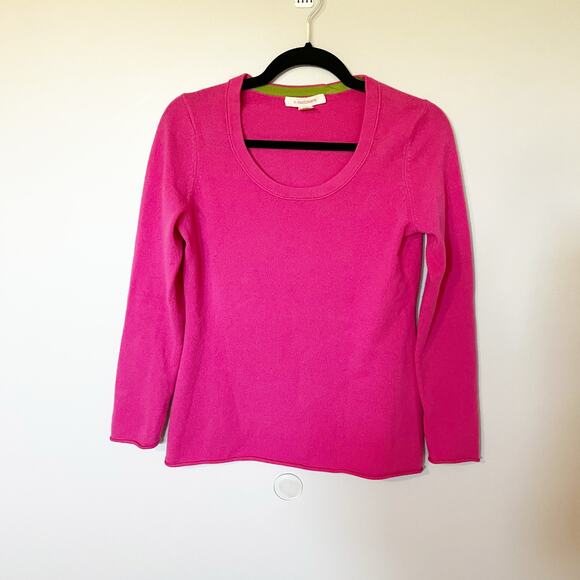 C. Cashmere pink round neck sweater rolled hems size small - Picture 1 of 7
